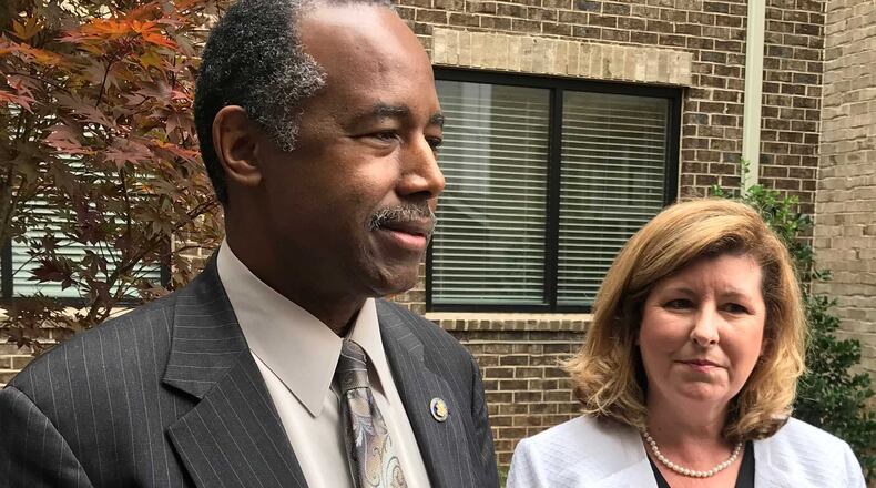 HUD Secretary Ben Carson and U.S. Rep. Karen Handel toured the "Veranda at Groveway", an affordable senior living community, in Roswell on Tuesday.
