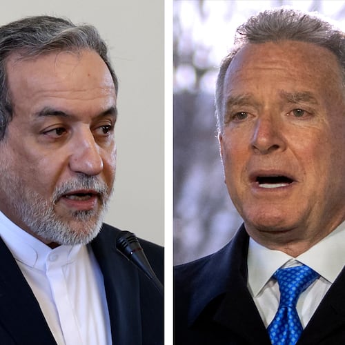 FILE - This combo shows Iranian Foreign Minister Abbas Araghchi, left, pictured in Tehran, Iran, on Feb. 25, 2025 and Steve Witkoff, right, White House special envoy, pictured in Washington, on March 19, 2025. (AP Photos Stringer, Mark Schiefelbein)