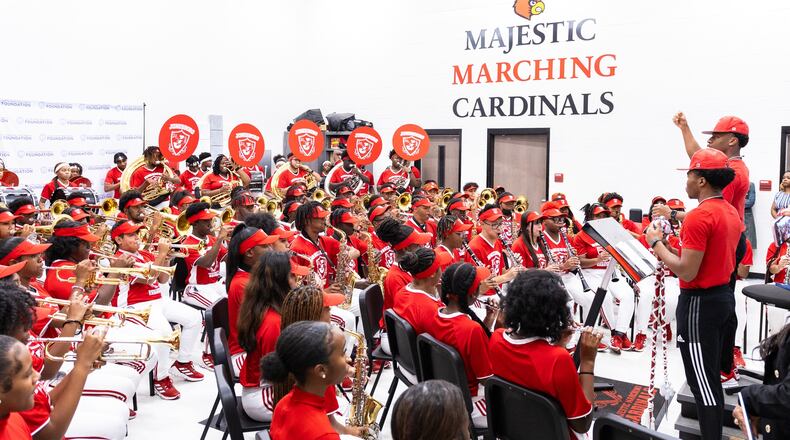 The Jonesboro High School Majestic Marching Cardinals included in Apple Music promotion of Usher's Feb. 11 Super Bowl halftime performance. (Courtesy of Clayton County Public Schools/Facebook)