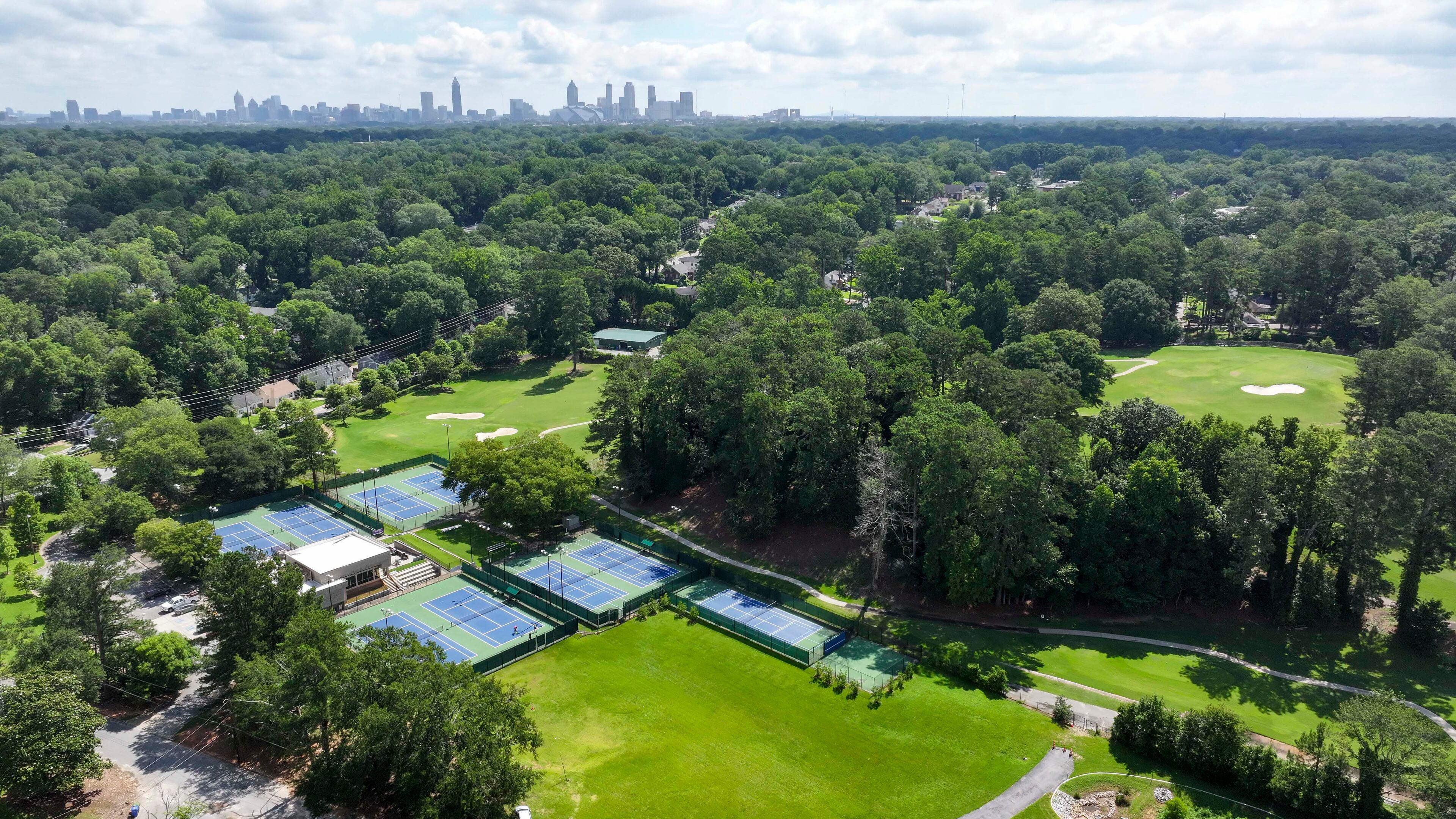 An aerial image shows part of John A. White Park where the City of Atlanta plans to build new trails, part of a 535-mile expansion plan to make the city more walkable. (Miguel Martinez/AJC)
