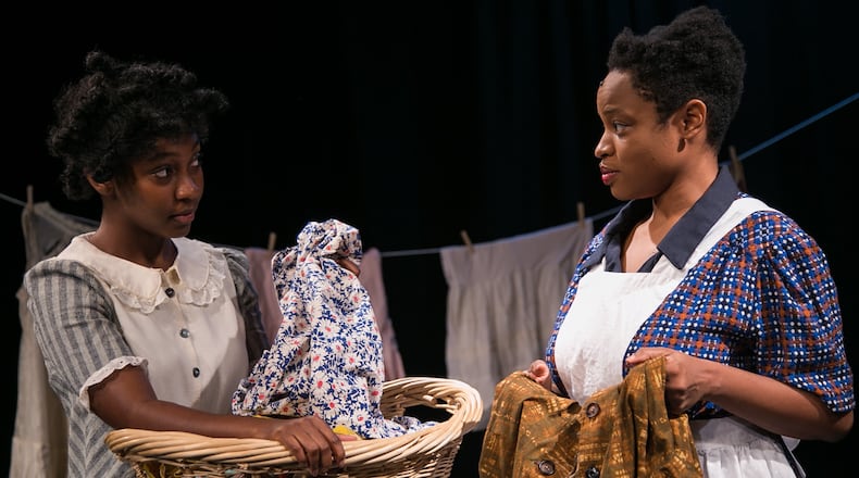 Synchronicity Theatre's stage production of "The Bluest Eye" (based on the Toni Morrison novel) features Niara Robinson (left) and Dionna D. Davis.
Courtesy of Casey Gardner Ford