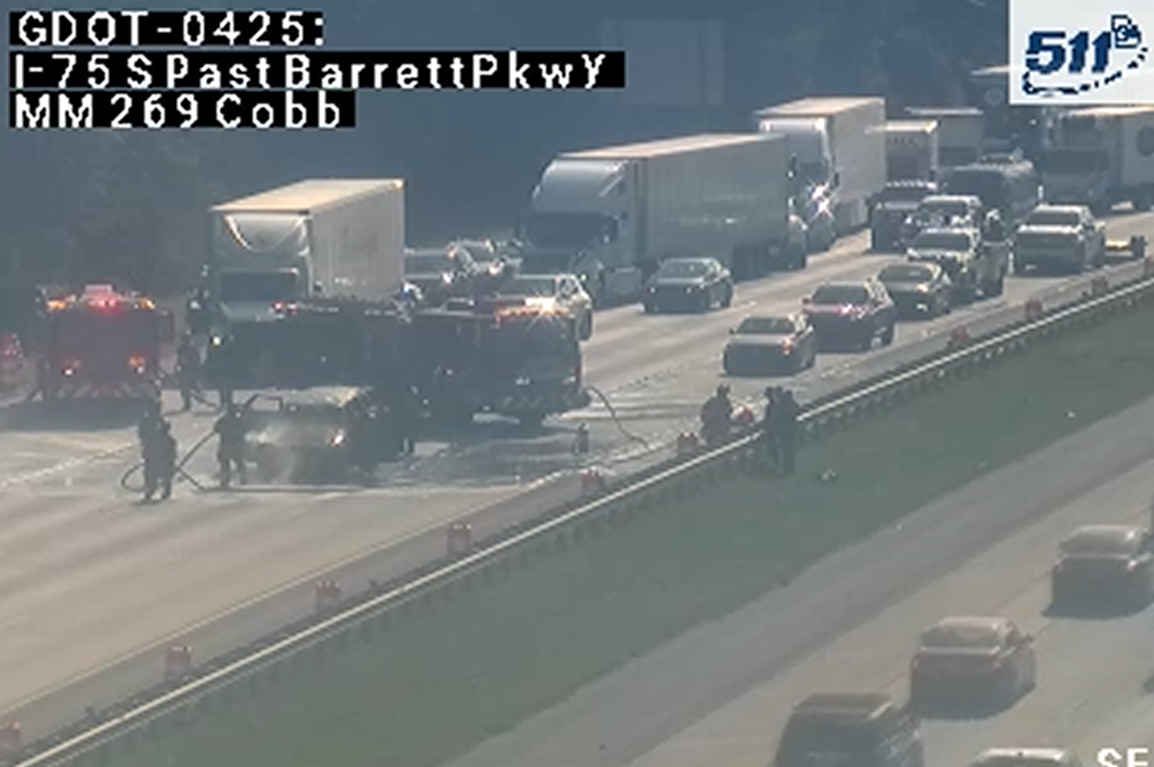 I-75 car fire Barrett Parkway