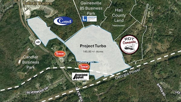 This is a site map of Project Turbo, a proposed data center in Hall County. (Courtesy of Project Turbo LLC)