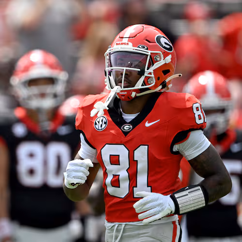 Georgia wide receiver Craig Dandridge Jr. warms up during G-Day at Sanford Stadium on SApril 18, 2026. (Hyosub Shin/AJC)