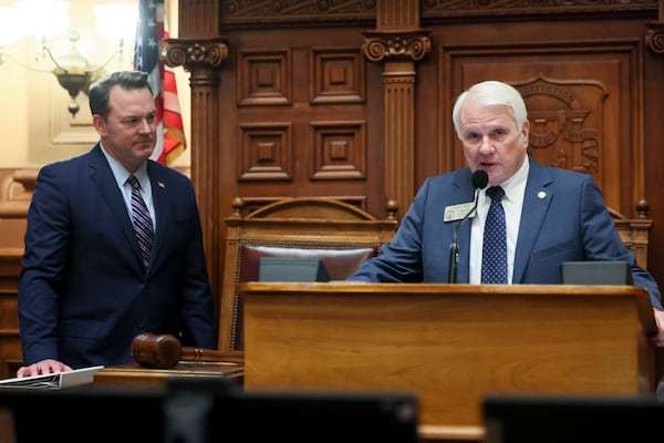 Lt. Gov. Burt Jones (left) and House Speaker Jon Burns, R-Newington, have been in their positions for around three years.