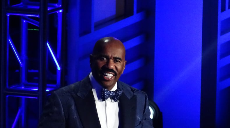 Somehow, I managed to get Steve Harvey to look at me from 150 feet away. Actually, he just happened to look in my direction while on stage. CREDIT: Rodney Ho/ rho@ajc.com