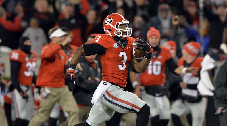 And here's one more look at Gurley as a Bulldog for UGA fans. BRANT SANDERLIN / BSANDERLIN@AJC.COM