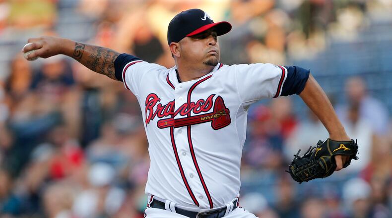 Braves pitcher Williams Perez works in the first inning against the Pirates on Friday, June 5, 2015, at Turner Field. (AP Photo/John Bazemore)