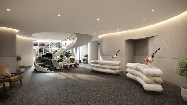 This is a rendering of the JW Marriott Atlanta Downtown, a rebrand of the former W Atlanta Downtown that will open in spring 2026. (Courtesy of Stonebridge Companies)