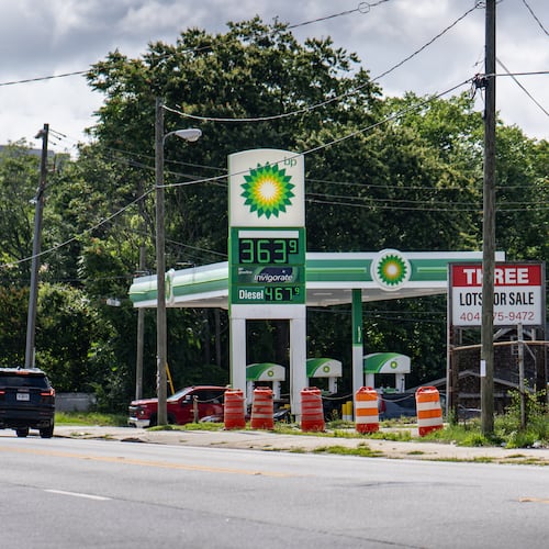 Gas prices are below $4 at a station on Donald Lee Hollowell Parkway in Atlanta on Monday, June 22, 2026. (Ben Hendren for the AJC)