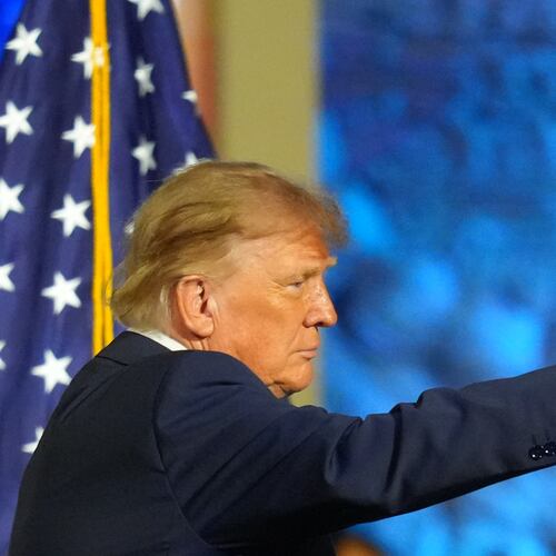 President Donald Trump gestures as he finishes his speech at the Republican convention Wednesday, Sept. 9, 2026, in Dallas. (AP Photo/Julio Cortez)