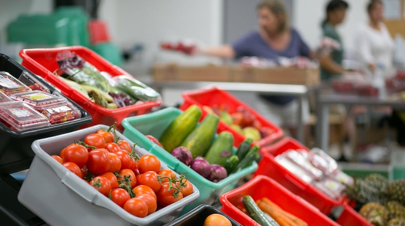 A 2018 image of a wide range of produce at the Community Assistance Center food pantry in Sandy Springs. Credit JASON GETZ.
