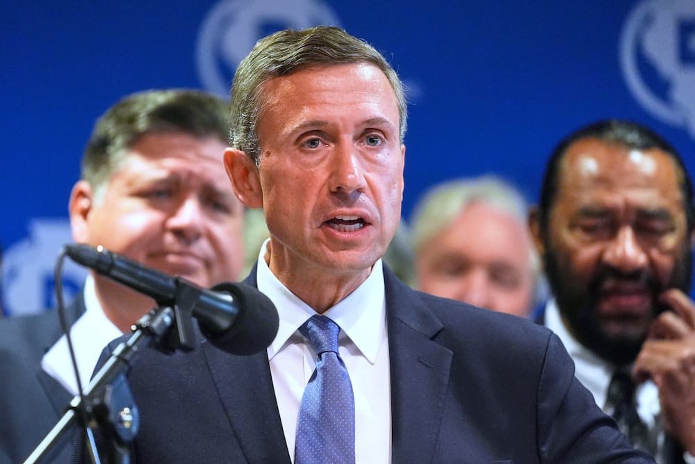 Democratic National Committee Chair Ken Martin spoke at a news conference in Illinois earlier this month.