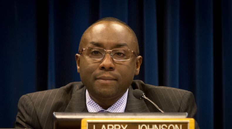 Commissioner Larry Johnson proposed the city of Prosperity in southwest DeKalb during Tuesday’s meeting of the DeKalb Board of Commissioners. STEVE SCHAEFER / SPECIAL TO THE AJC