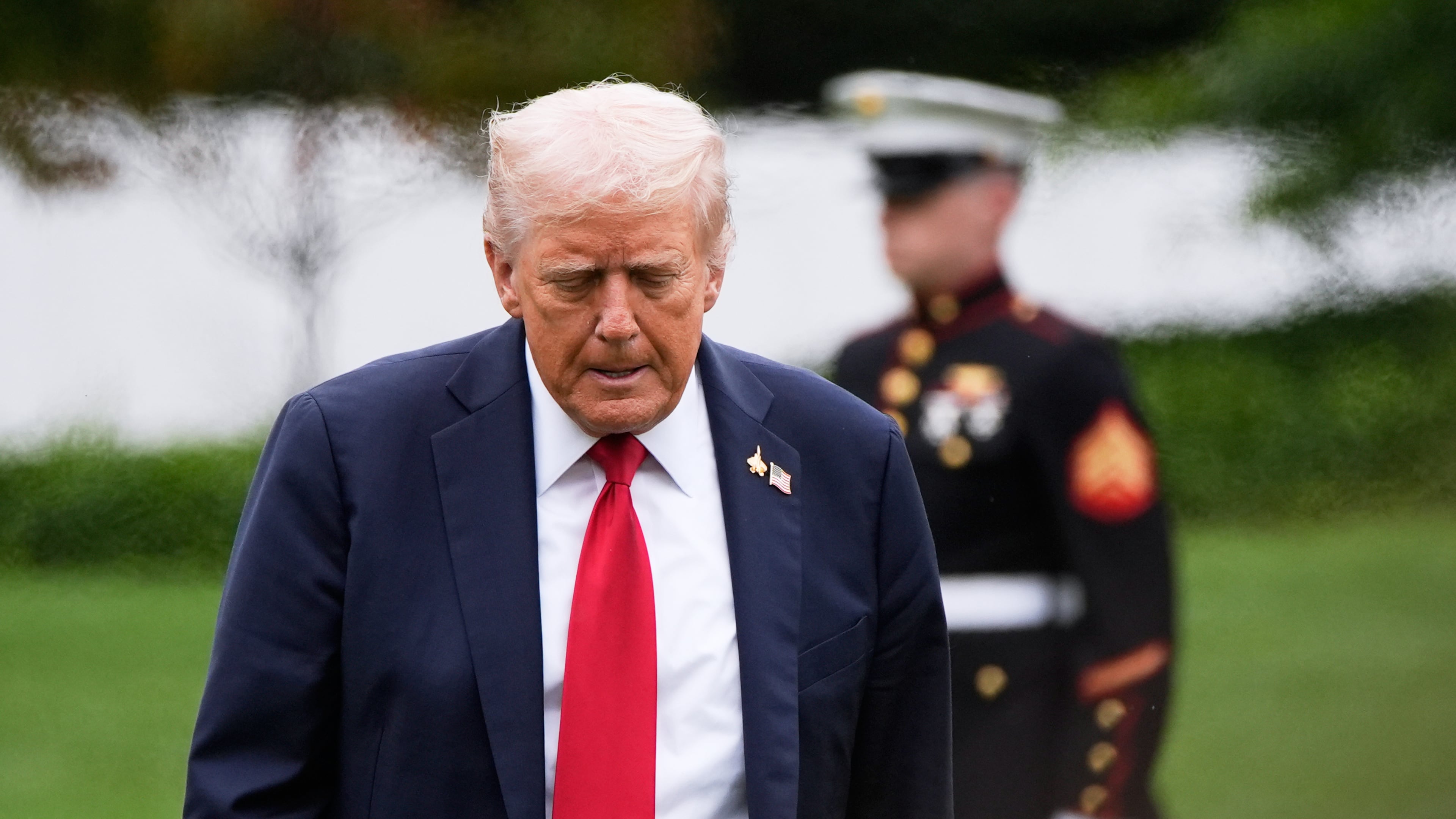 President Donald Trump walks from Marine One after arriving on the South Lawn of the White House, Tuesday, Sept. 30, 2025, in Washington. (AP Photo/Alex Brandon)