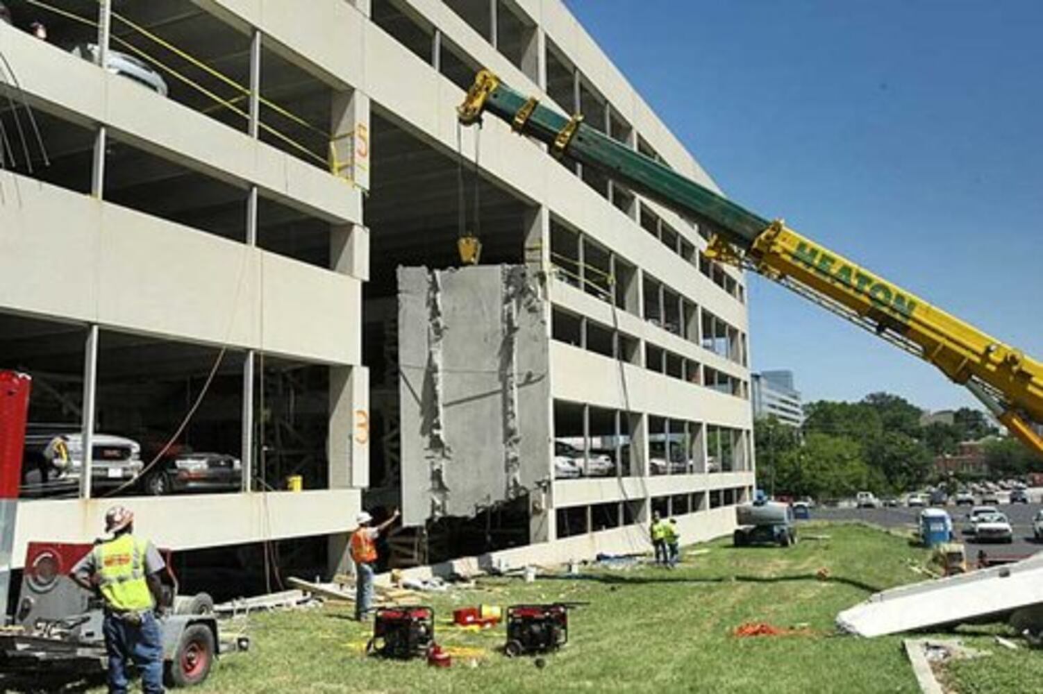 Inside the parking garage