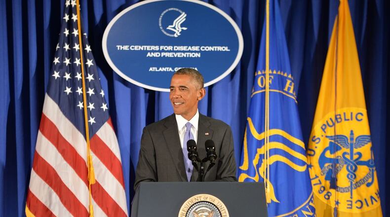 President Barack Obama during a visit to Atlanta's Centers for Disease Control and Prevention in September (AJC file/Hyosub Shin)