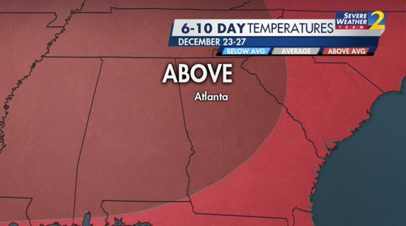 Above-average temperatures are in the forecast for the week of Christmas, according to Channel 2 Action News.
