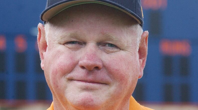 030523 - ACWORTH, GA -- (north Cobb) - In this Friday May 23, 2003 photo we see longtime North Cobb High School baseball coach Harvey Cochran (cq) in a portrait . Coach Cochran is our Cobb AJC Sports Baseball Coach of the Year. (ANDY SHARP/AJC staff)