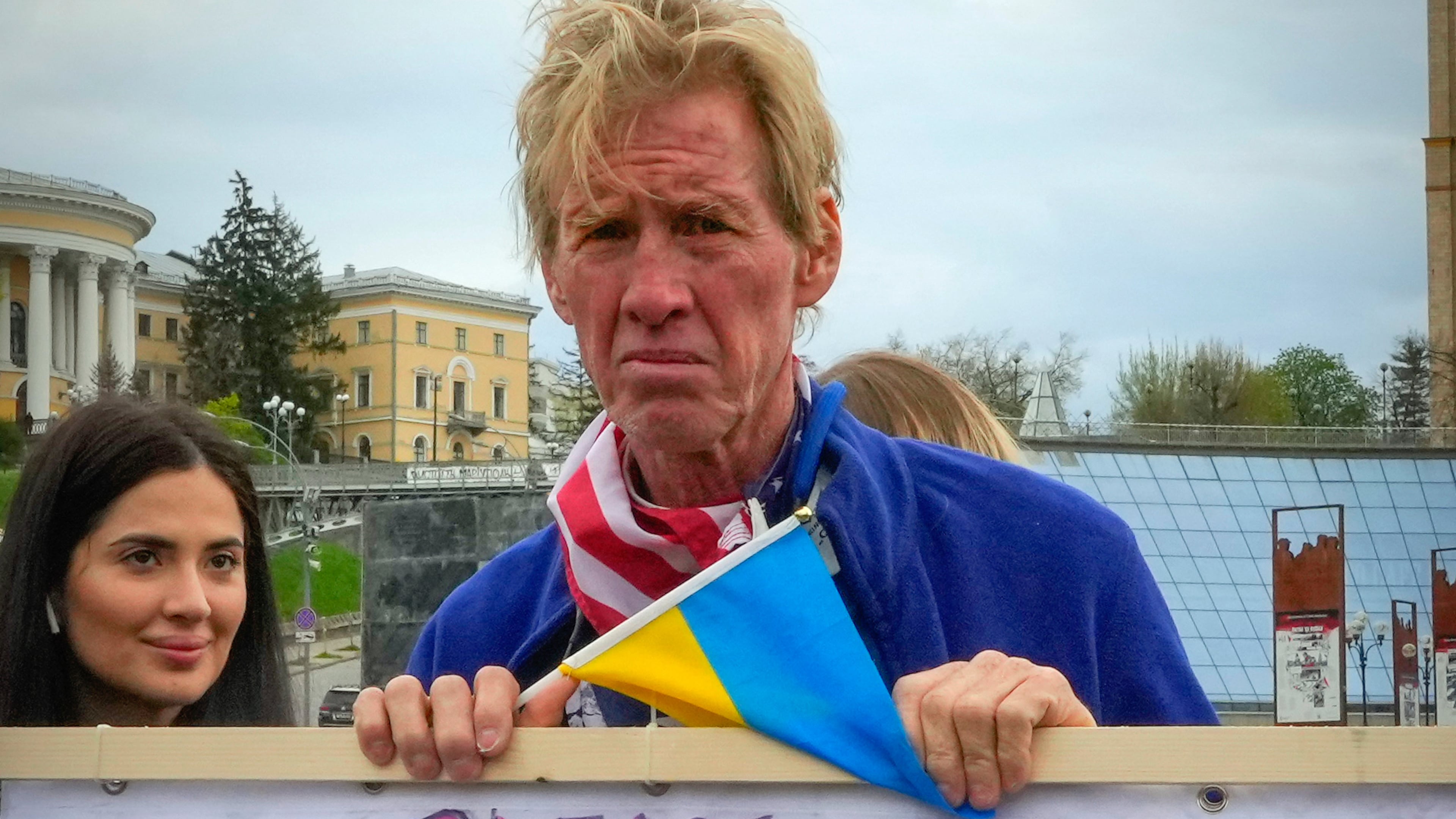 FILE - Ryan Wesley Routh takes part in a rally in central Kyiv, Ukraine, April 30, 2022. (AP Photo/Efrem Lukatsky, File)