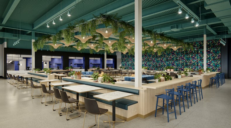 A rendering of the interior of the Politan Row at Ashford Lane food hall in Dunwoody. / Courtesy of Politan Group