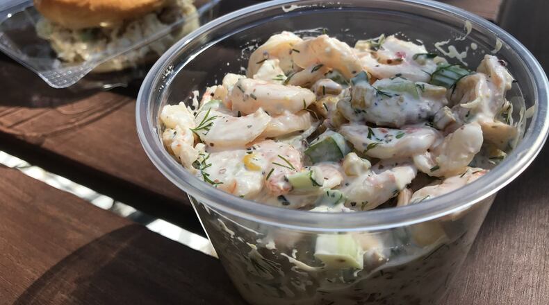 Shrimp salad (foreground) and chicken salad sandwiches (at back), were among recent offerings at Babs in Midtown. LIGAYA FIGUERAS / LFIGUERAS@AJC.COM