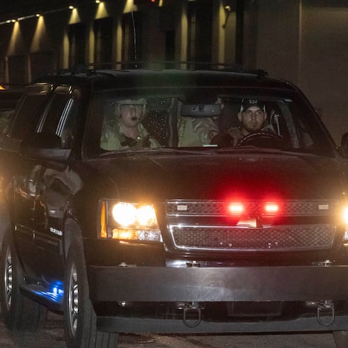 A motorcade believed to be carrying former Venezuela President Nicolas Maduro leaves Metropolitan Detention Center ahead of a pre-trial hearing in a drug trafficking case, Wednesday, July 22, 2026, in the Brooklyn borough of New York. (AP Photo/Yuki Iwamura)
