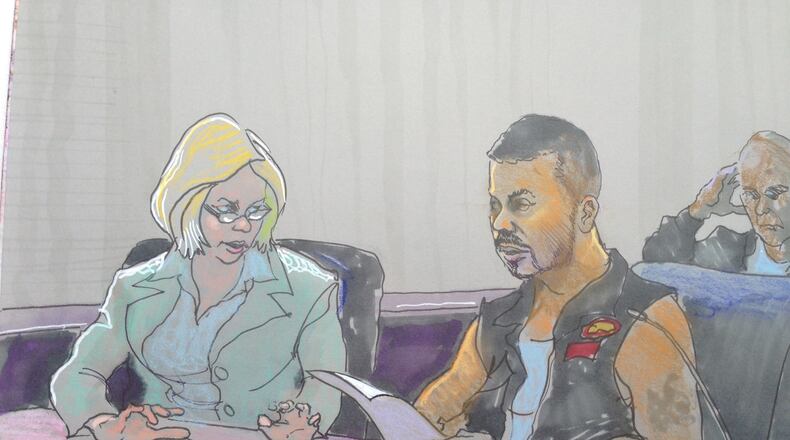 A sketch of Wildrego Jackson's court appearance on Thursday, Sept. 19, 2013.