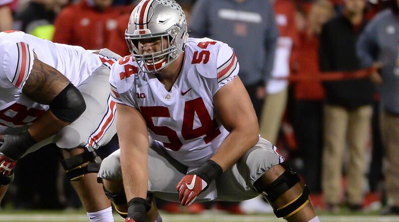 LINCOLN, NE - OCTOBER 14: Offensive lineman Billy Price #54 of the Ohio State Buckeyes looks over the line against the Nebraska Cornhuskers at Memorial Stadium on October 14, 2017 in Lincoln, Nebraska. (Photo by Steven Branscombe/Getty Images)