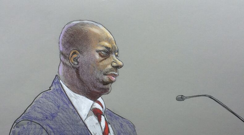 Former MARTA Senior Director of Operations Joseph Erves appeared in U.S. District Court in Atlanta Tuesday. He was sentenced to 33 months in prison for his role in a scheme that cost MARTA more than $500,000. (ILLUSTRATION BY RICHARD MILLER, COURTESY OF WSB-TV).