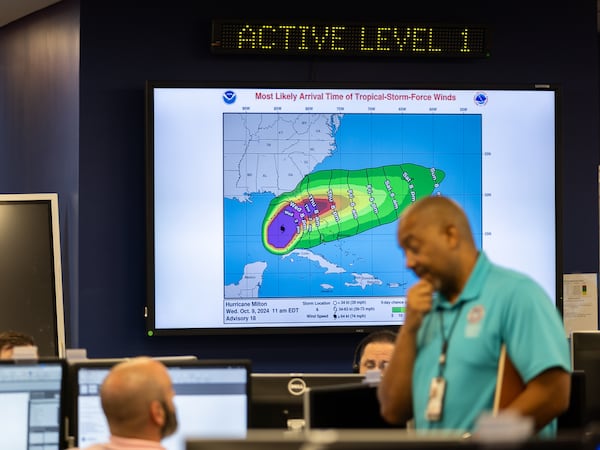 Employees monitored Hurricane Milton last year at the FEMA Regional Response Coordination Center in Atlanta.