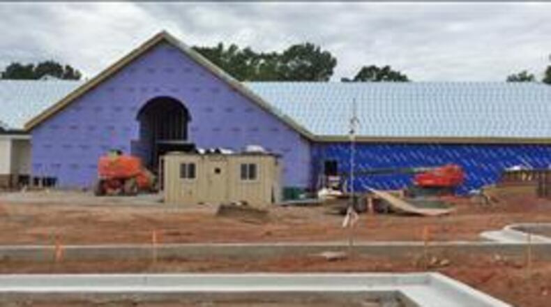 A recent photo of construction of the Sharon Forks library Branch in Forsyth County, said to be the state’s busiest. CONTRIBUTED