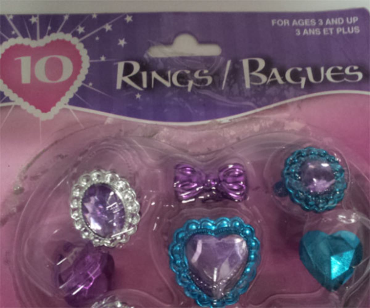 Rings made by Greenbrier International, sold at Dollar Tree