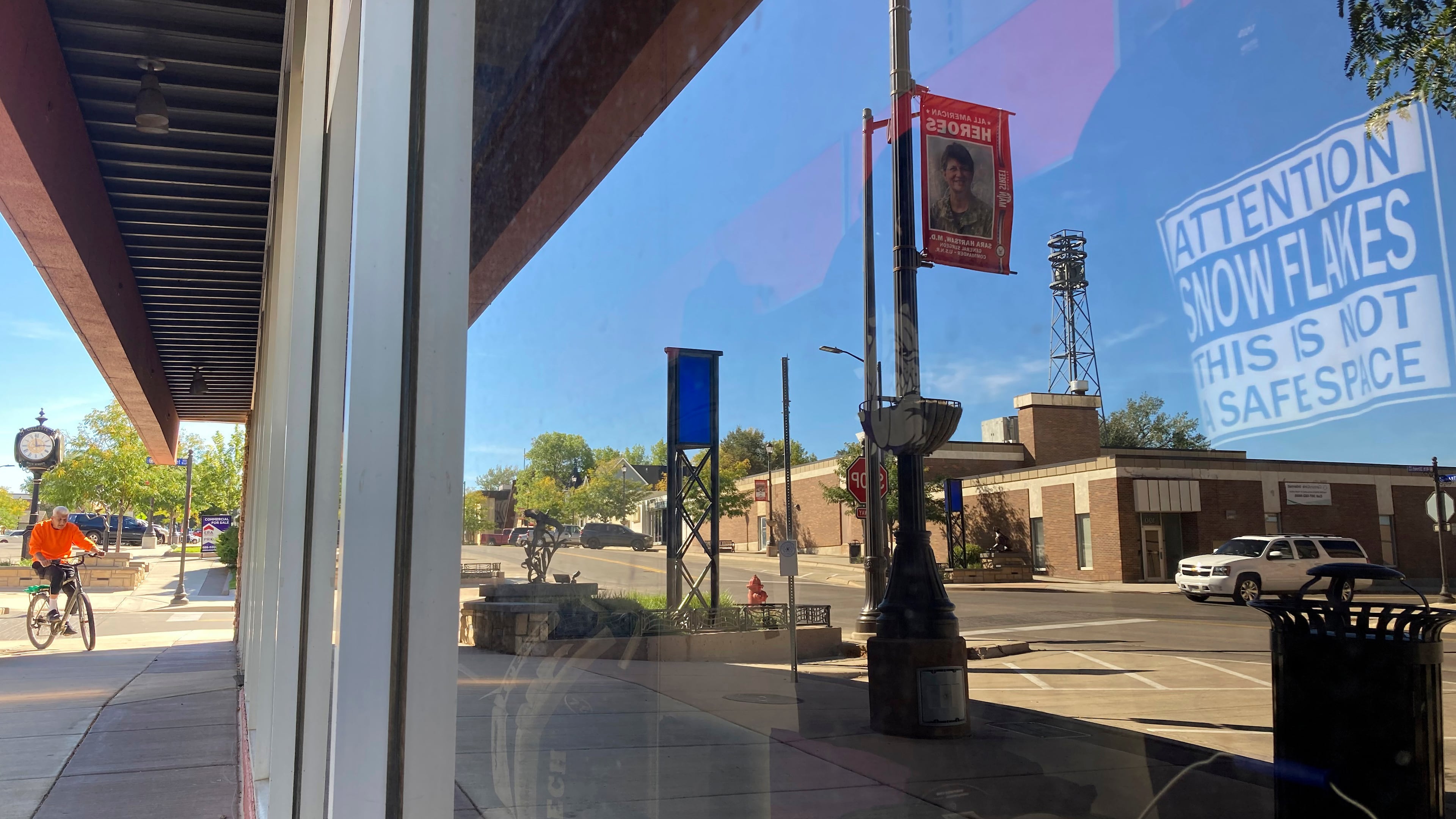 FILE - A shirt makes a political statement in a storefront in Gillette, Wyo., Sept. 21, 2021. (AP Photo/Mead Gruver, File)