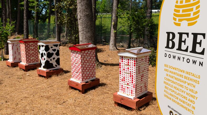 This is a look at the bee hives at Chick-fil-A's support center in southern Fulton County.