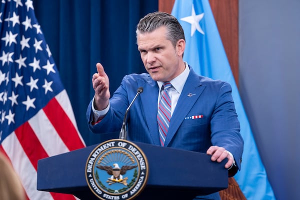 Defense Secretary Pete Hegseth speaks during a news conference at the Pentagon, Thursday, June 26, 2025 in Washington. (AP Photo/Kevin Wolf)