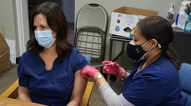 Tiffany Blair of Rising Starr Middle School was among the Fayette County nurses recently vaccinated for COVID-19. Courtesy FCBOE