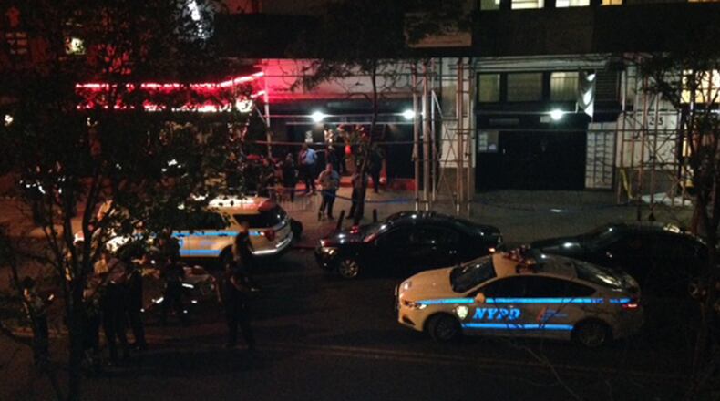 Authorities stand outside Irving Plaza, near Manhattan's Union Square in New York after a shooting May 25, 2016.