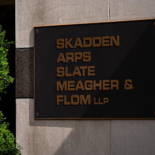 A federal judge in Macon has sanctioned law firms Kirkland & Ellis and Skadden, Arps, Slate, Meagher & Flom, ordering them to pay $2 million to the court for their attorneys' misconduct in a civil fraud case. (Kent Nishimura/Bloomberg via Getty Images 2025)