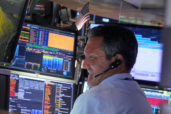 Trader Leon Montana works on the floor of the New York Stock Exchange, Monday, June 23, 2025. (AP Photo/Richard Drew)
