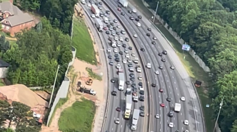 Kimball Bridge Road over GA-400 reopened a year to the day after closing for a rebuild in Alpharetta on May 8, 2024. Credit: Doug Turnbull/WSB Skycopter