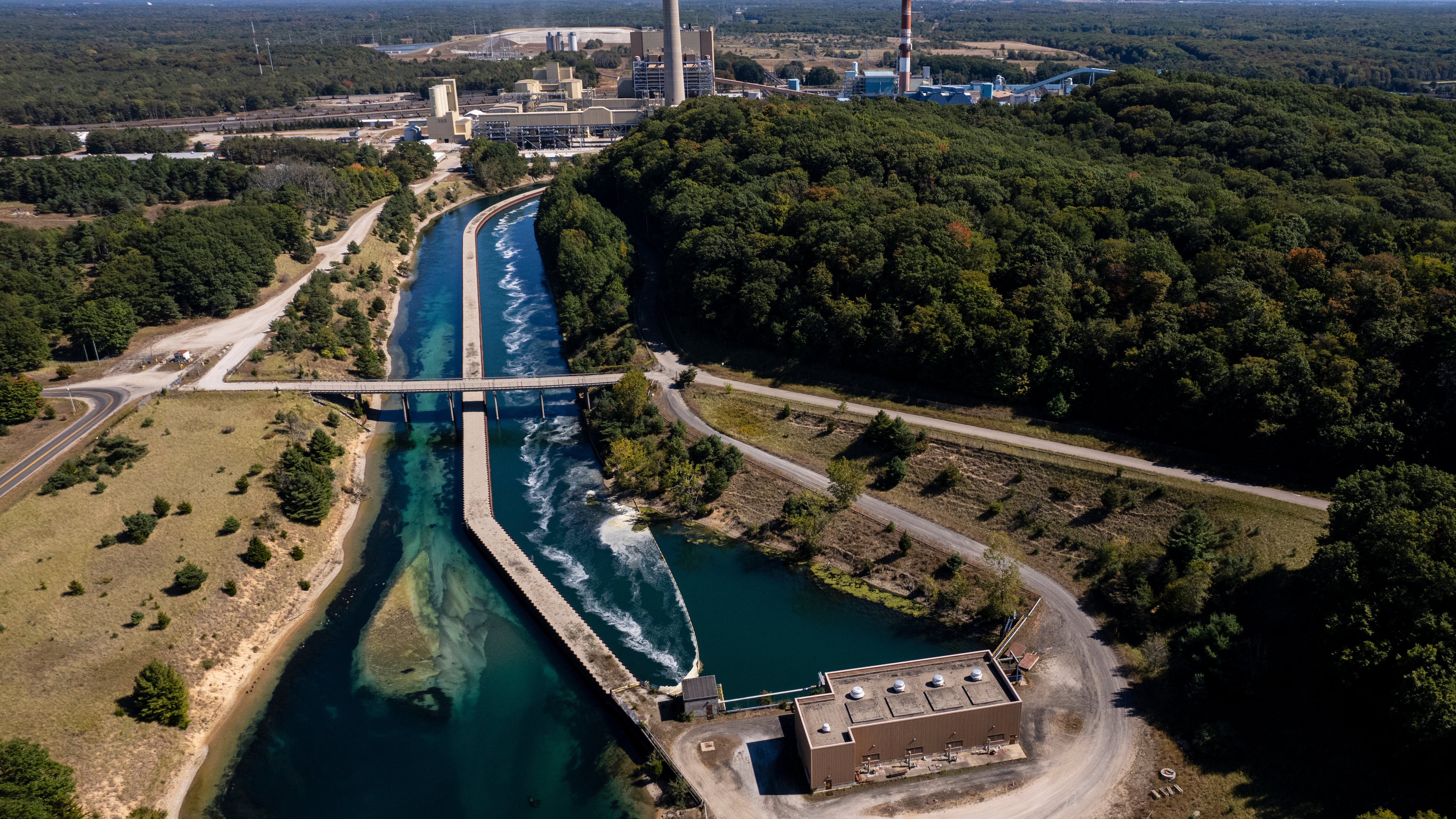 FILE - An aerial image of Consumer Energy's J.H. Campbell Generating Complex in Ottawa County, Mich., Sept. 21, 2024. (Joel Bissell/Kalamazoo Gazette via AP, File)