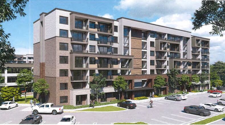 This proposed elevation is under consideration by Peachtree Corners for a new mixed-use development at 20 and 22 Technology Parkway South. (Courtesy City of Peachtree Corners)