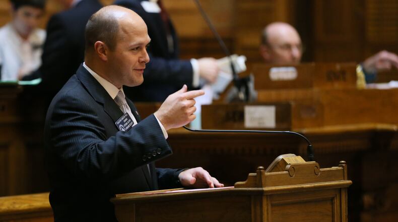 Georgia Sen. Hunter Hill, R-Atlanta, has pushed legislation to change the current teacher retirement system in Georgia. BOB ANDRES / BANDRES@AJC.COM