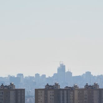 Milad telecommunication tower is seen at left in a general view of a part of Tehran, Iran, Thursday, April 23, 2026. (AP Photo/Vahid Salemi)