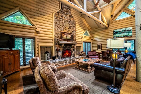 The Montana lodge-pole-style cottage at Smithgall Woods State Park is one of six well-appointed cottages available for rent. 
(Courtesy of the Georgia Department of Natural Resources)