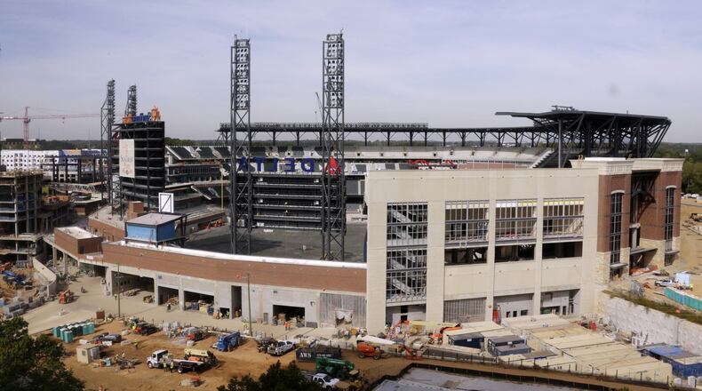 File Photo: First pitch at the new Braves stadium is scheduled for April. BOB ANDRES /BANDRES@AJC.COM