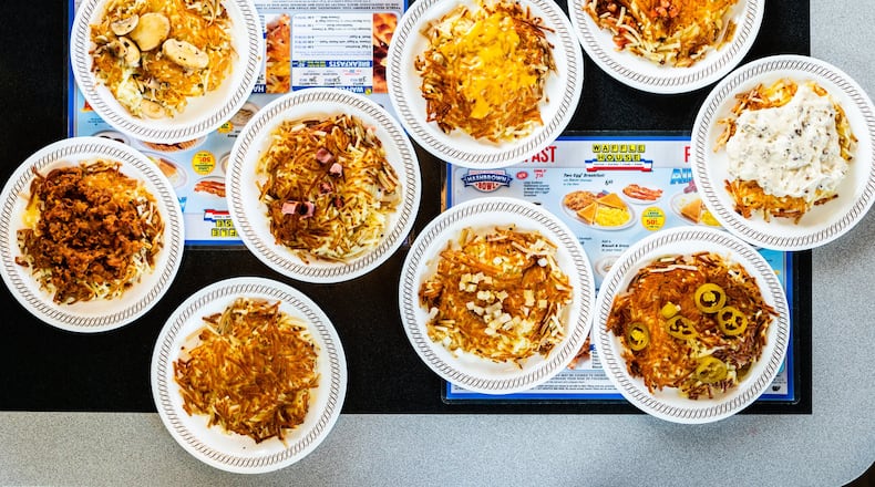 There are nine versions of the signature hash browns from Waffle House, and you can combine any of the toppings. CONTRIBUTED BY HENRI HOLLIS