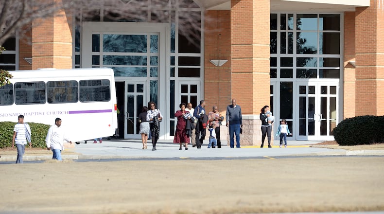 JANUARY 15, 2017  LITHONIA Scene at New Birth Missionary Baptist Church, Sunday, January 15, 2017,  in the wake of the news that senior pastor, Bishop Eddie L. Long has died, according to the church. His passing was announced to parishioners during the morning's service. "Today it is with great sadness I announce that our bishop has transitioned,ââ¬Â Bishop Christopher C. Smith said. A statement released by the church this morning confirms Long died early Sunday morning after ââ¬Åa gallant private fight with an aggressive form of cancer.ââ¬Â He was 63 years old.  KENT D. JOHNSON/ KDJOHNSON@AJC.COM