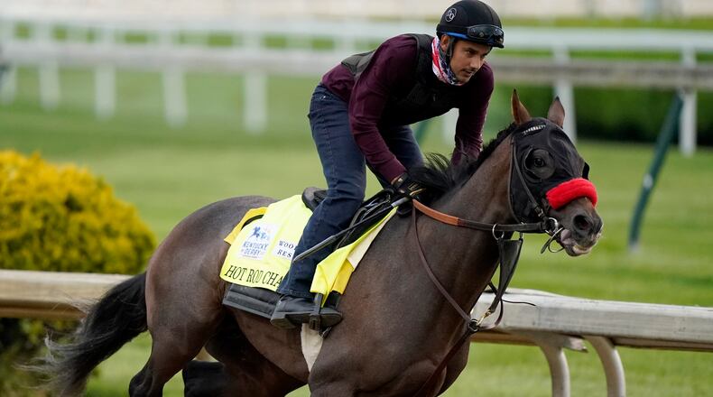 Kentucky Derby entrant Hot Rod Charlie works out Churchill Downs Wednesday, April 28, 2021, in Louisville, Ky. The 147th running of the Kentucky Derby is scheduled for Saturday, May 1. (Charlie Riedel/AP)